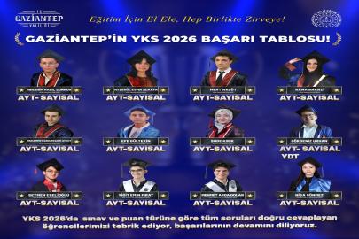Gaziantep'te YKS'de 12 öğrenci Türkiye derecesi elde etti